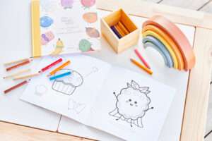 creative colouring book for toddlers and kids in the kitchen